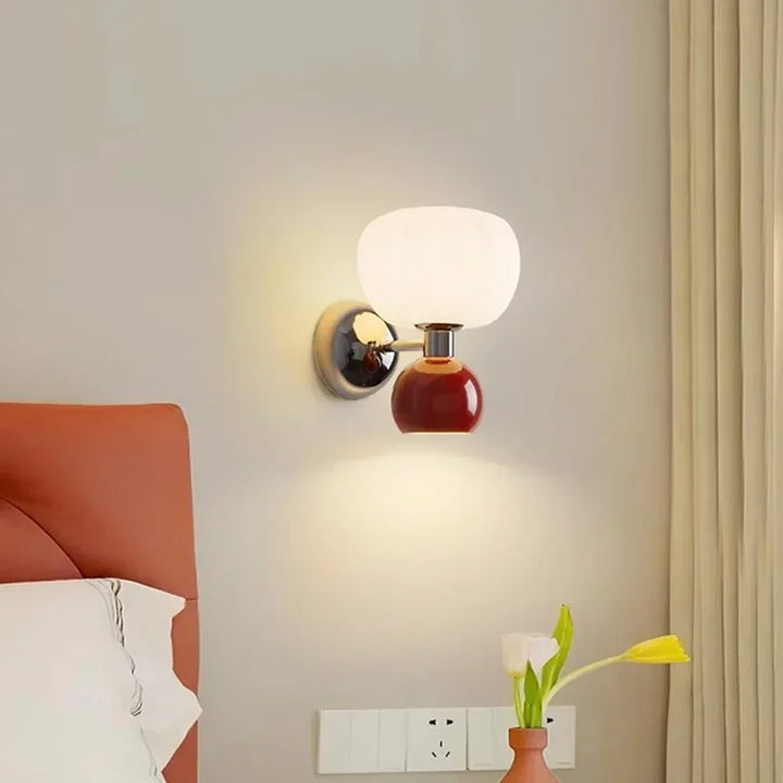 Modern wall sconce with glass lampshade – Elegant LED wall light for bedroom & living room | Bowlift