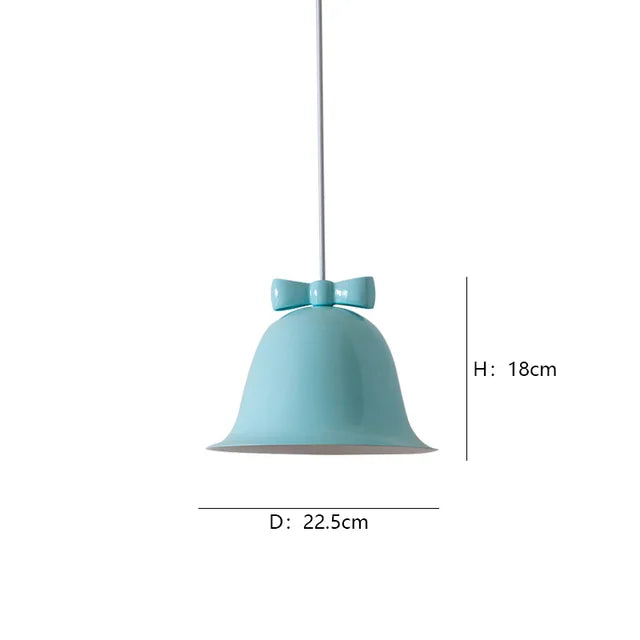 Modern bell-shaped pendant light with bow, designer hanging lamp for dining room & kitchen | Bowlift