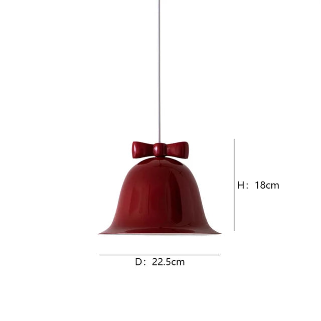Modern bell-shaped pendant light with bow, designer hanging lamp for dining room & kitchen | Bowlift