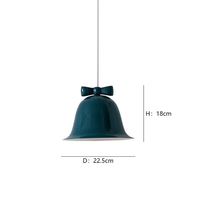 Modern bell-shaped pendant light with bow, designer hanging lamp for dining room & kitchen | Bowlift