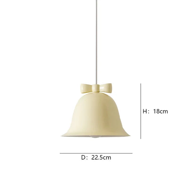Modern bell-shaped pendant light with bow, designer hanging lamp for dining room & kitchen | Bowlift