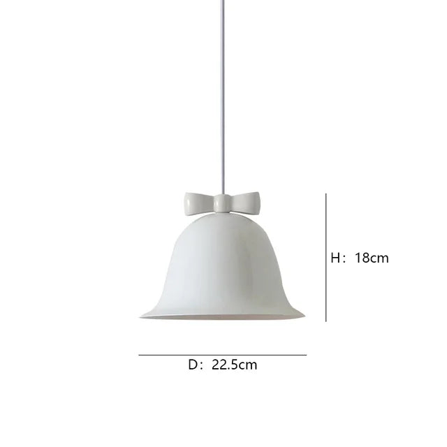 Modern bell-shaped pendant light with bow, designer hanging lamp for dining room & kitchen | Bowlift