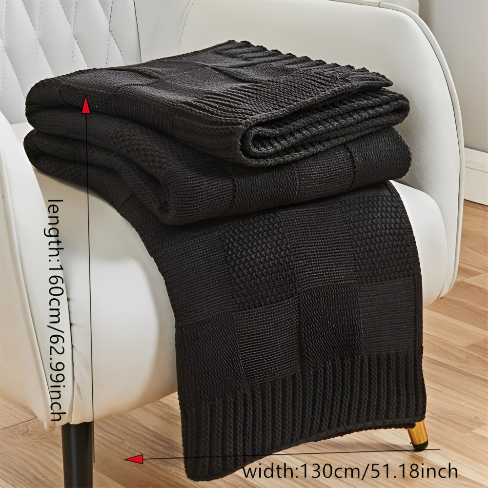 BowLift | Loomvera Plaid | Knitted Blanket Black-White | Soft & Skin-friendly | For All Seasons