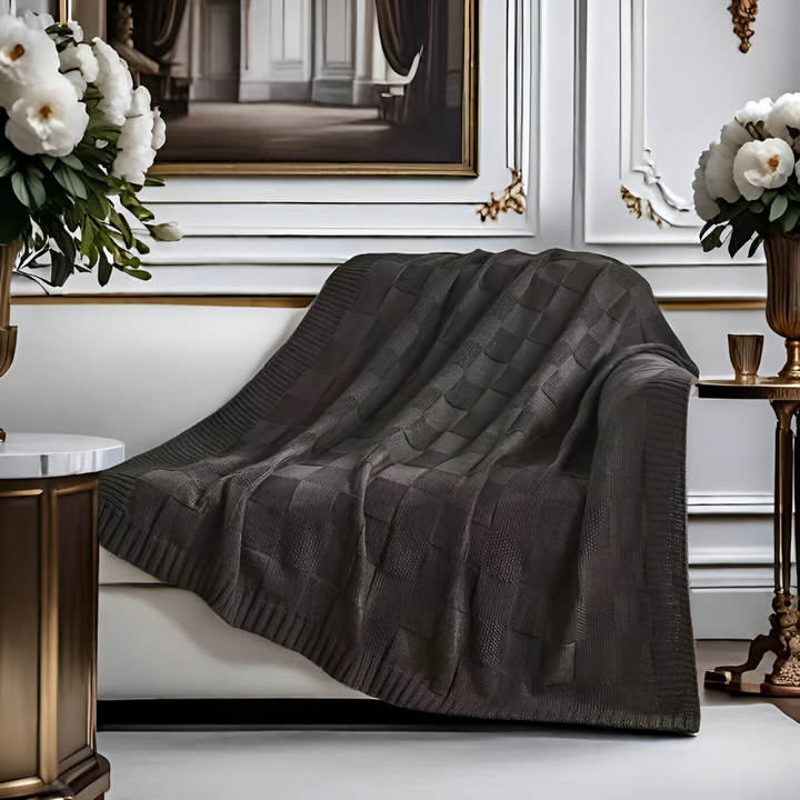 BowLift | Loomvera Plaid | Knitted Blanket Black-White | Soft & Skin-friendly | For All Seasons