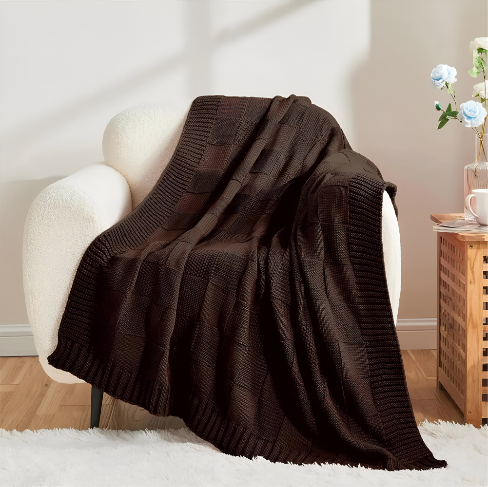 BowLift | Loomvera Plaid | Knitted Blanket Black-White | Soft & Skin-friendly | For All Seasons