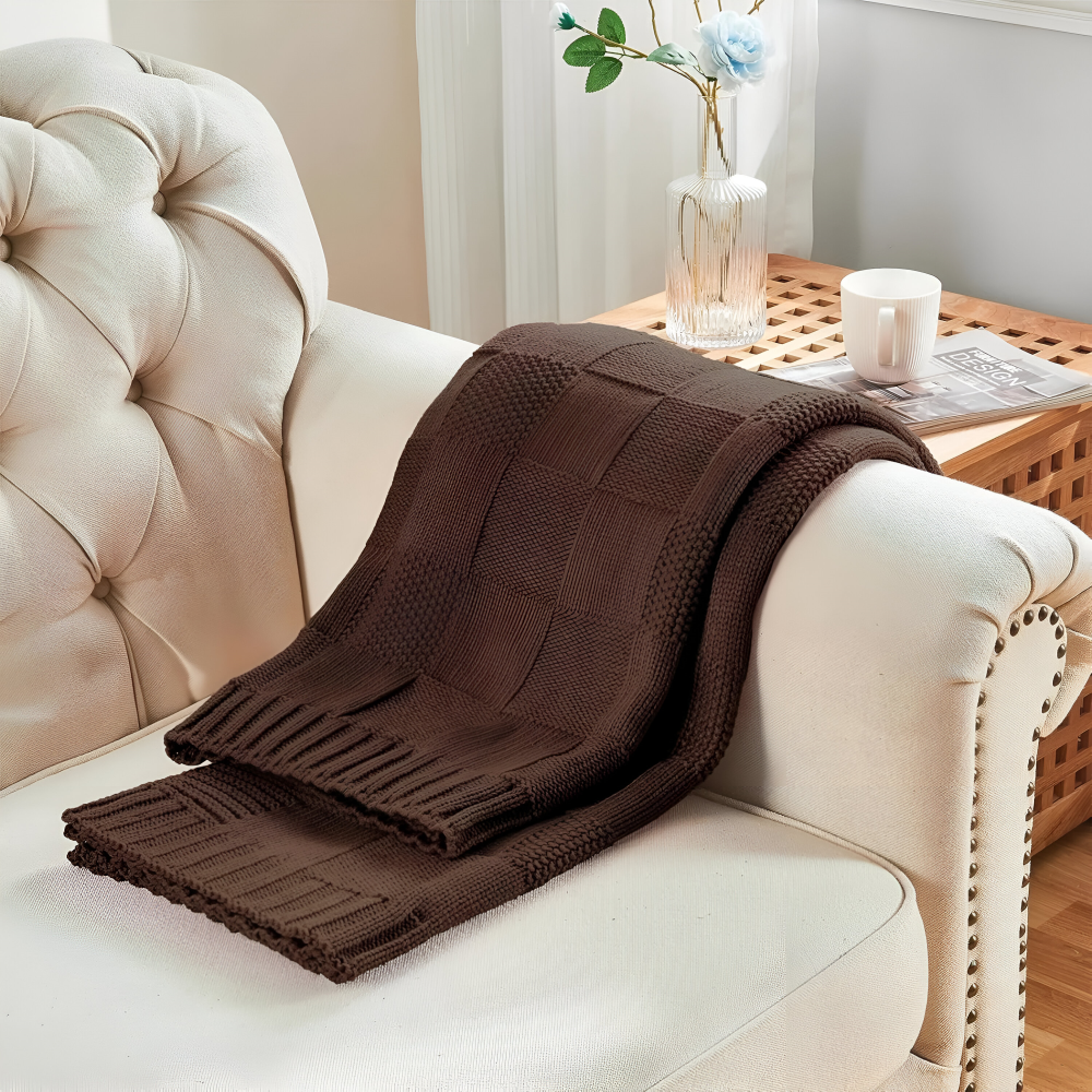 BowLift | Loomvera Plaid | Knitted Blanket Black-White | Soft & Skin-friendly | For All Seasons