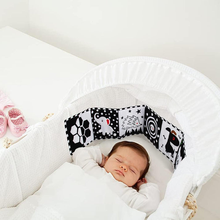 BowLift | SensoryTales | Montessori Baby Sensory Book made of Soft Polyester - High Contrast Patterns and Baby Safe Mirror