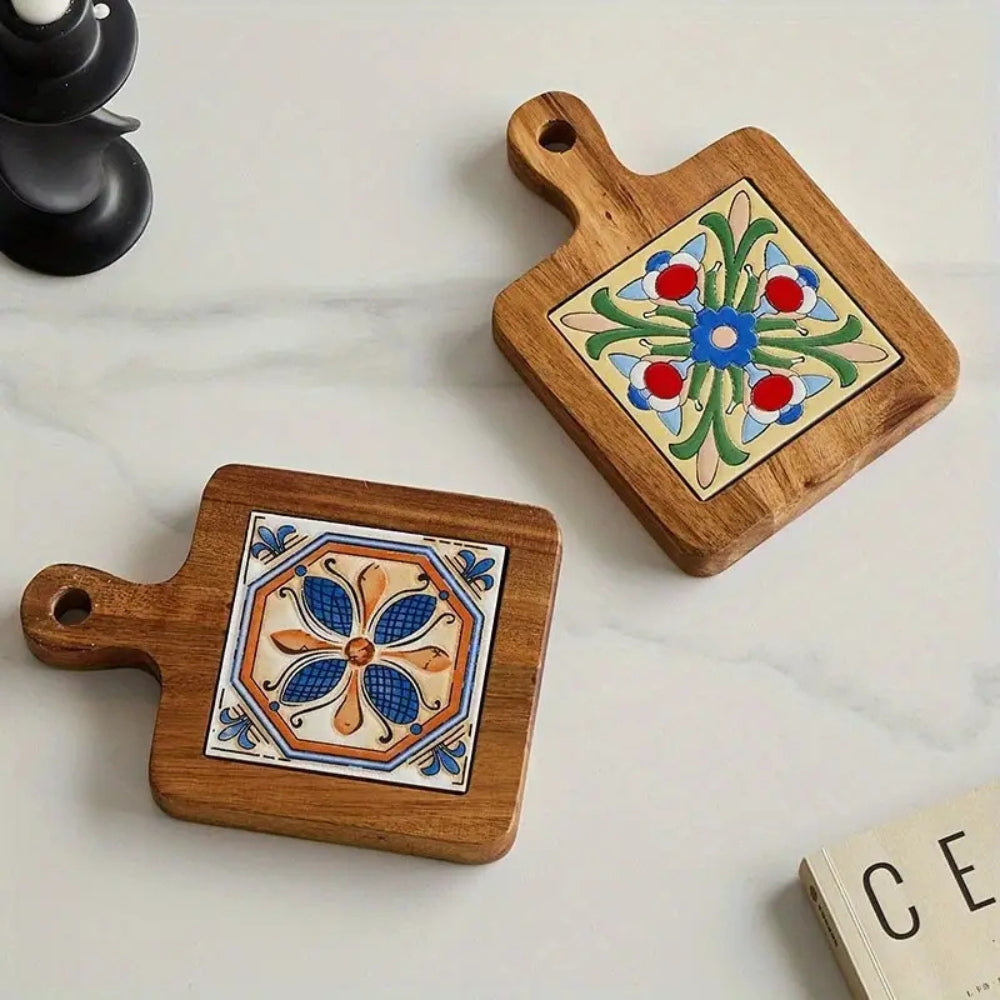 BowLift | Moroccan Ebony Floral Wooden Trivets