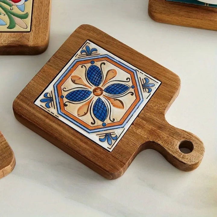 BowLift | Moroccan Ebony Floral Wooden Trivets