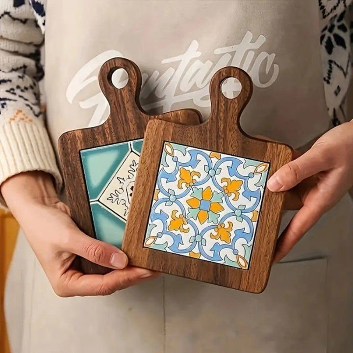 BowLift | Moroccan Ebony Floral Wooden Trivets