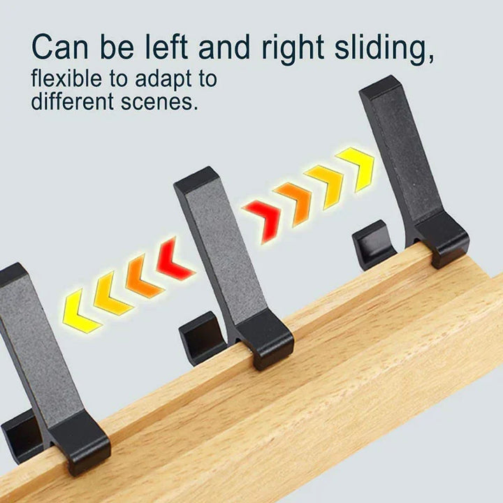 BowLift | Wall-Mounted Coat Rack with Movable Double Hooks – Black Nordic Design – Wood & Aluminium – 40x7x7cm