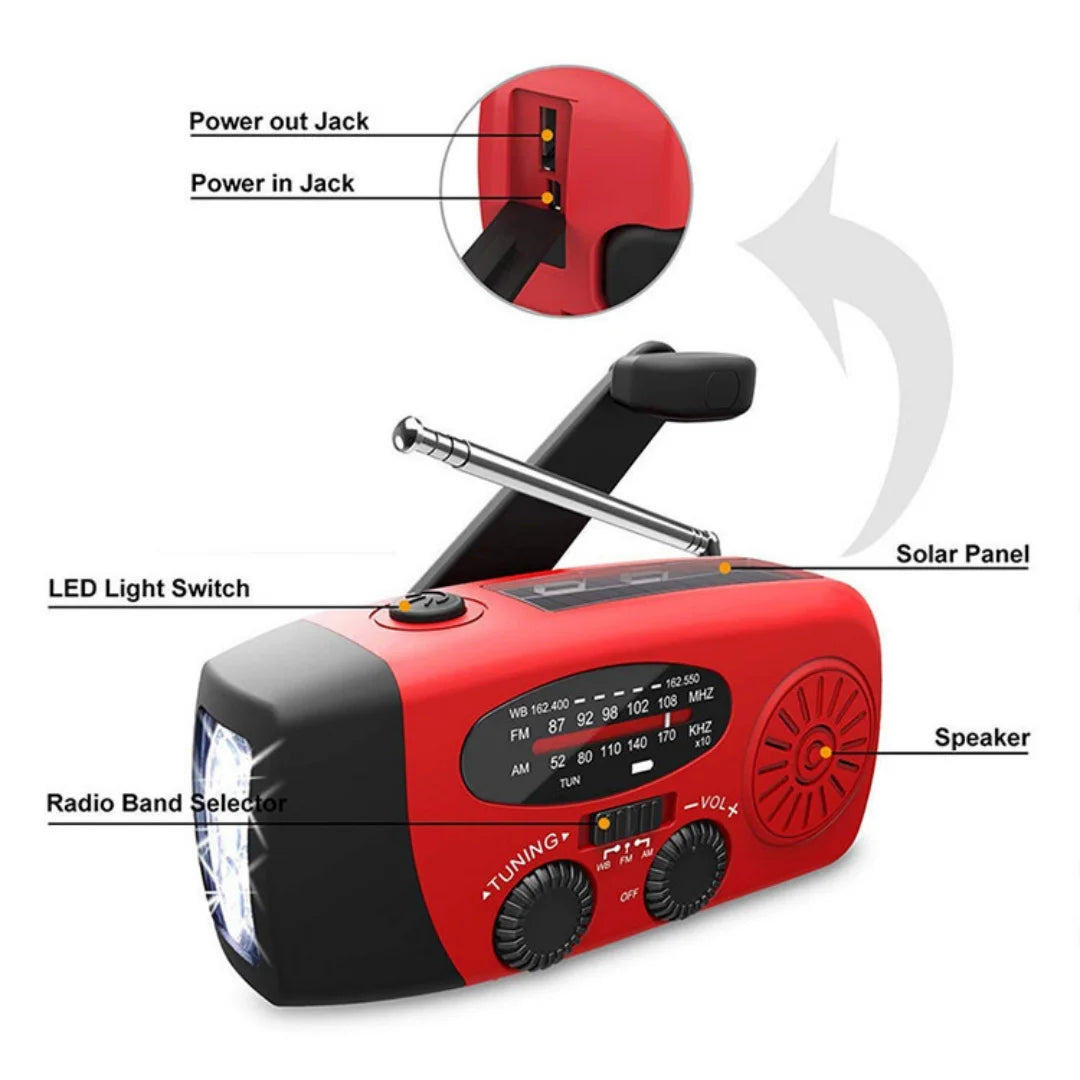Buy Multifunctional Emergency Radio – Charging Function with LED Flashlight and Hand Generator for Mobile Phones – Best Emergency Radio | Bowlift