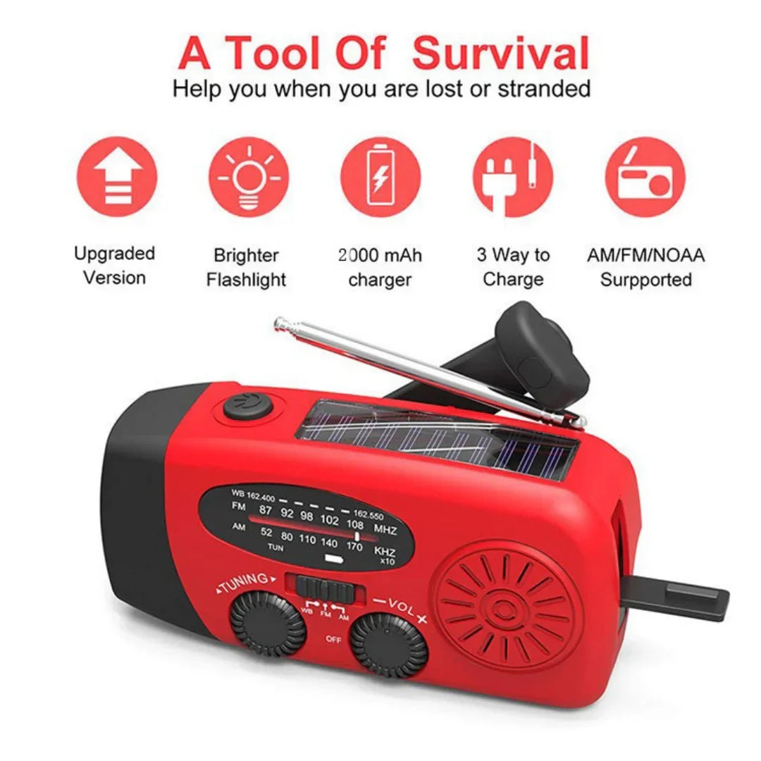 Buy Multifunctional Emergency Radio – Charging Function with LED Flashlight and Hand Generator for Mobile Phones – Best Emergency Radio | Bowlift
