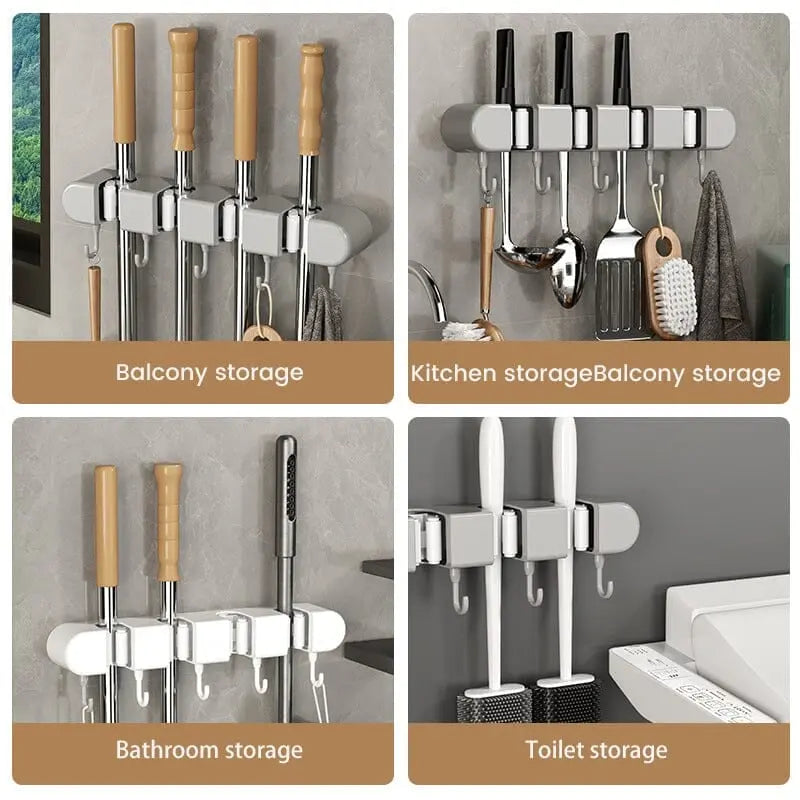 BowLift | Multifunctional Mop Holder with Hook – Self-Adhesive & Sturdy