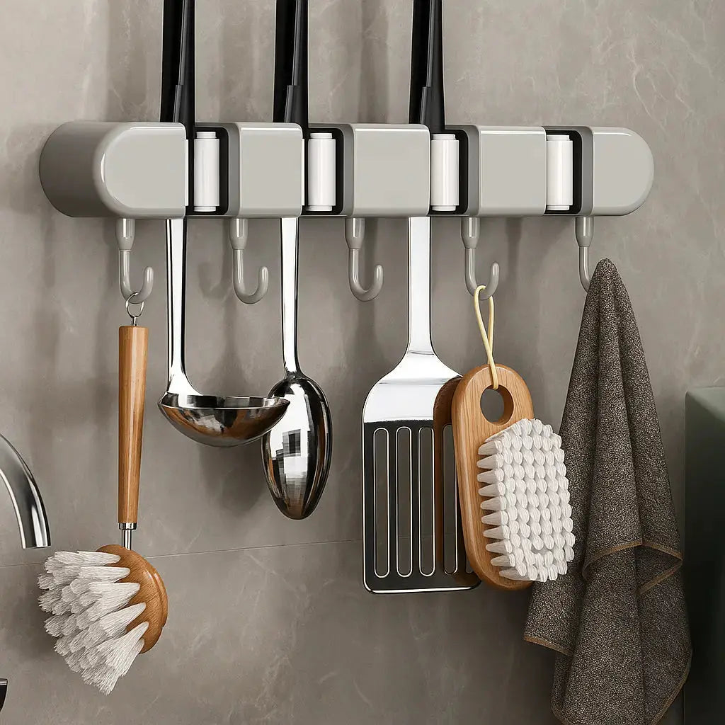 BowLift | Multifunctional Mop Holder with Hook – Self-Adhesive & Sturdy