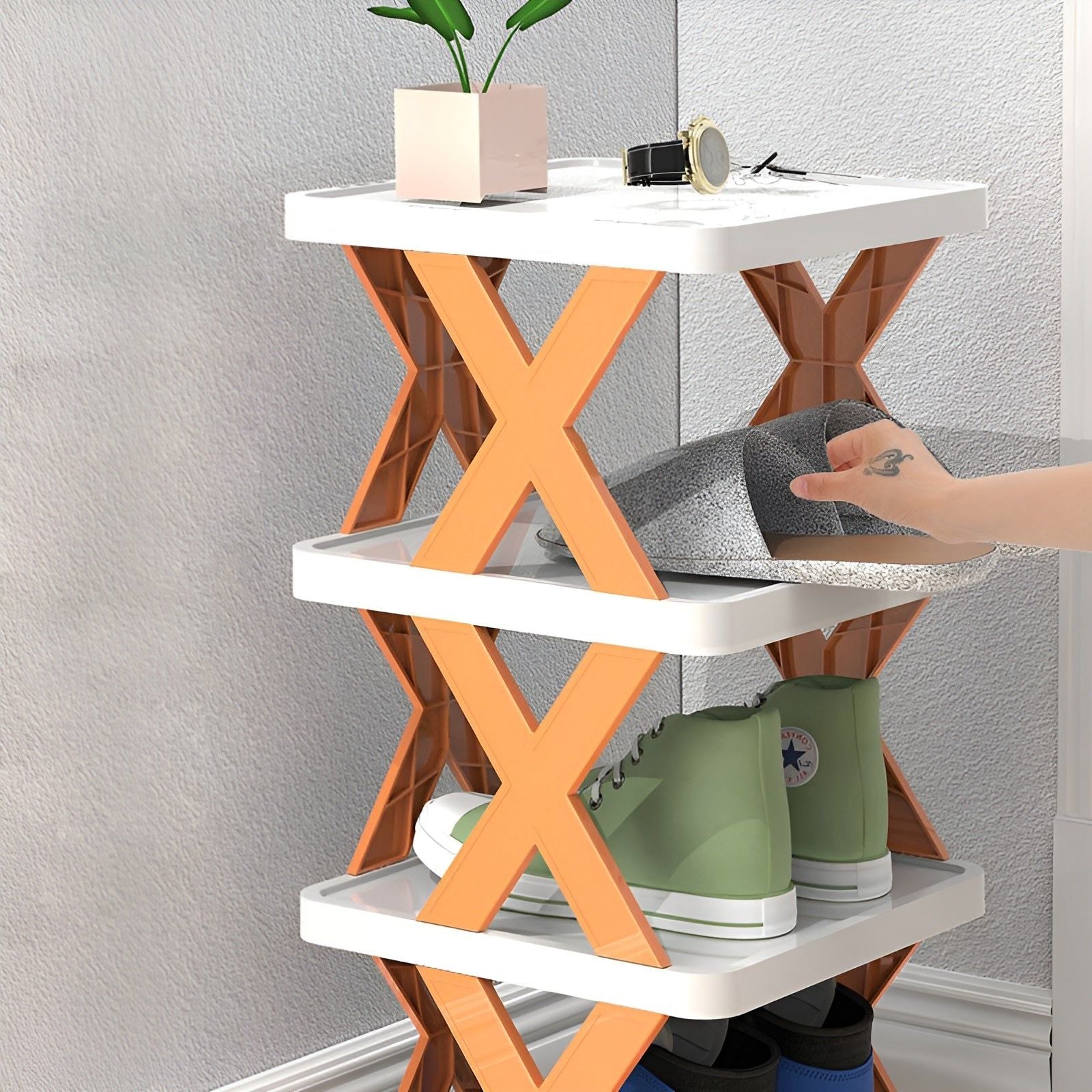 BowLift | FlexiStack Shoe Rack – Foldable Multiple Shoe Organizer for Small Spaces