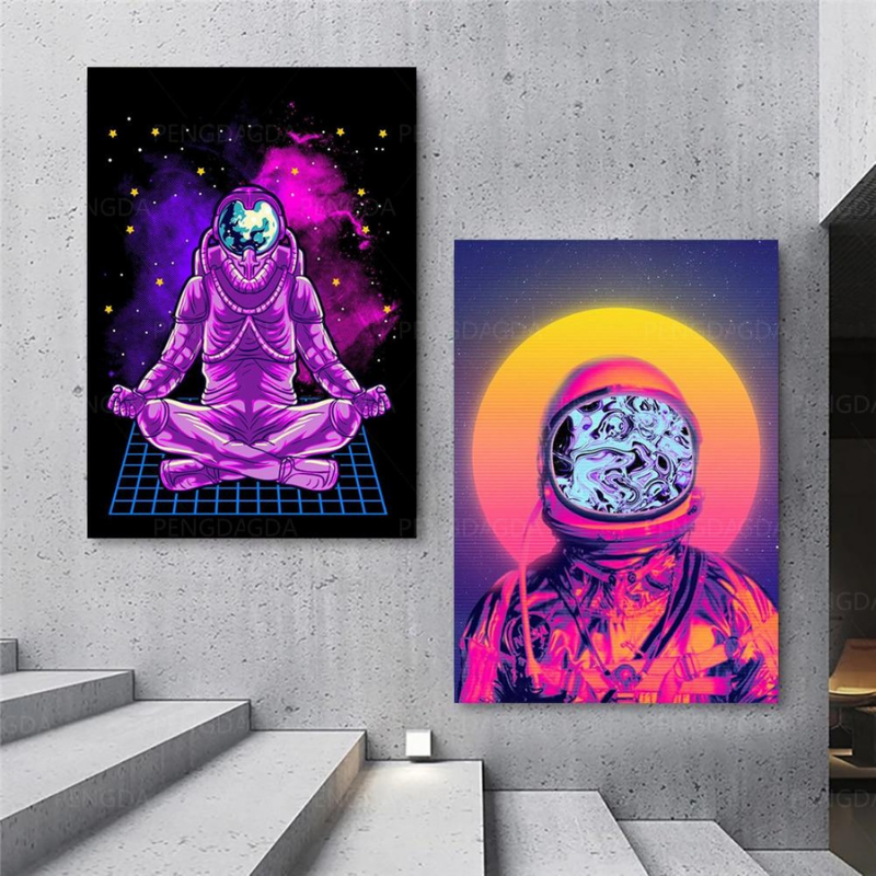 Vaporwave Astronaut - Canvas Wall Art Paintings | Bowlift