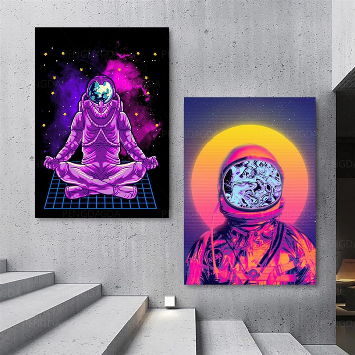 Vaporwave Astronaut - Canvas Wall Art Paintings | Bowlift