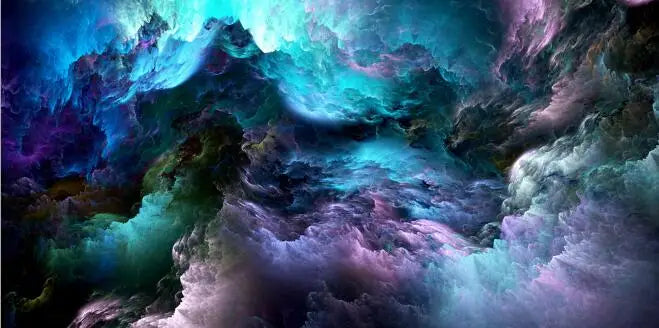 Mysterious Alien Cloud Wall Art Fine Art Canvas Print Vivid Blue Purple Abstract Picture For Living Room Bedroom Inspirational Home Decor | Bowlift