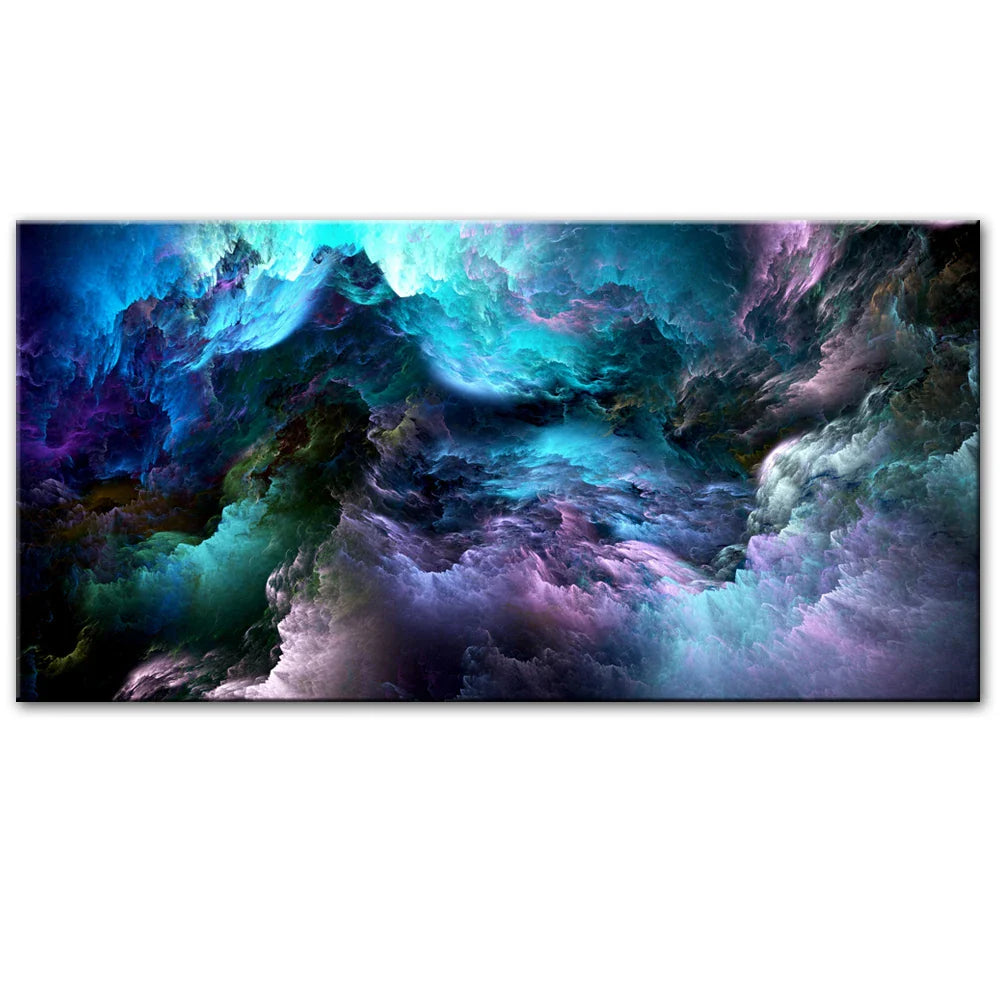 Mysterious Alien Cloud Wall Art Fine Art Canvas Print Vivid Blue Purple Abstract Picture For Living Room Bedroom Inspirational Home Decor | Bowlift