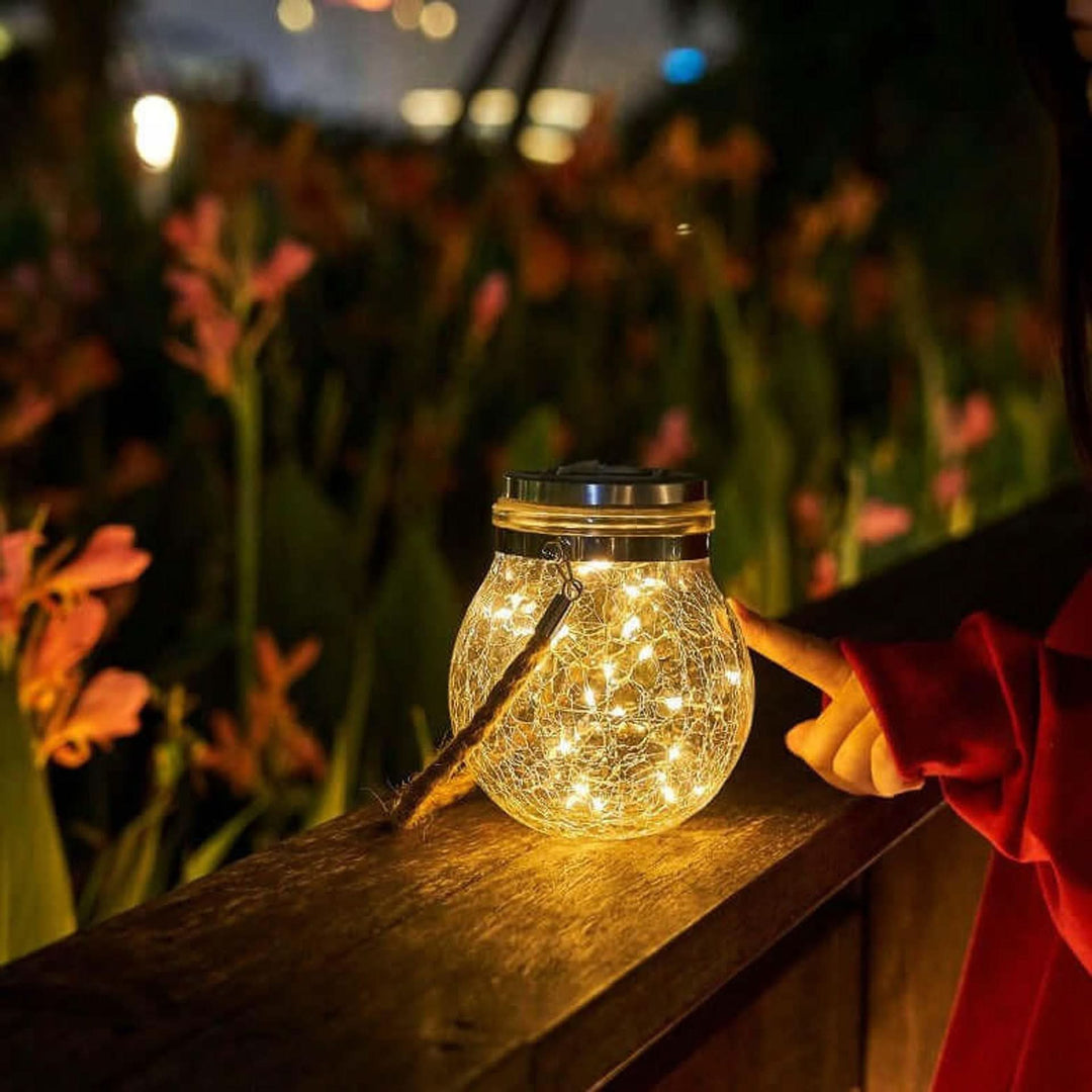 BowLift | 4-Pack Solar Glass Garden Lights Ice Crack Design