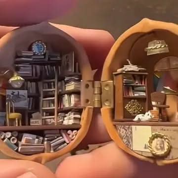 BowLift | Handmade dollhouse made from walnut shells with interior lighting