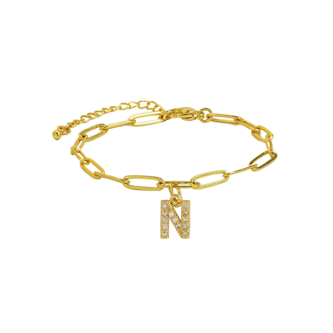 BowLift | Dainty Paperclip Letter Initial Bracelet