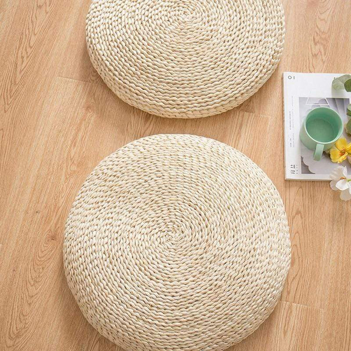 Natural tatami straw floor cushion bowlift