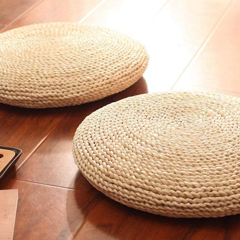 Natural tatami straw floor cushion bowlift