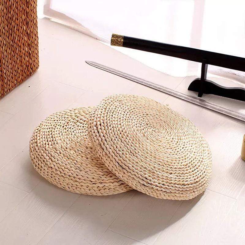 Natural tatami straw floor cushion bowlift