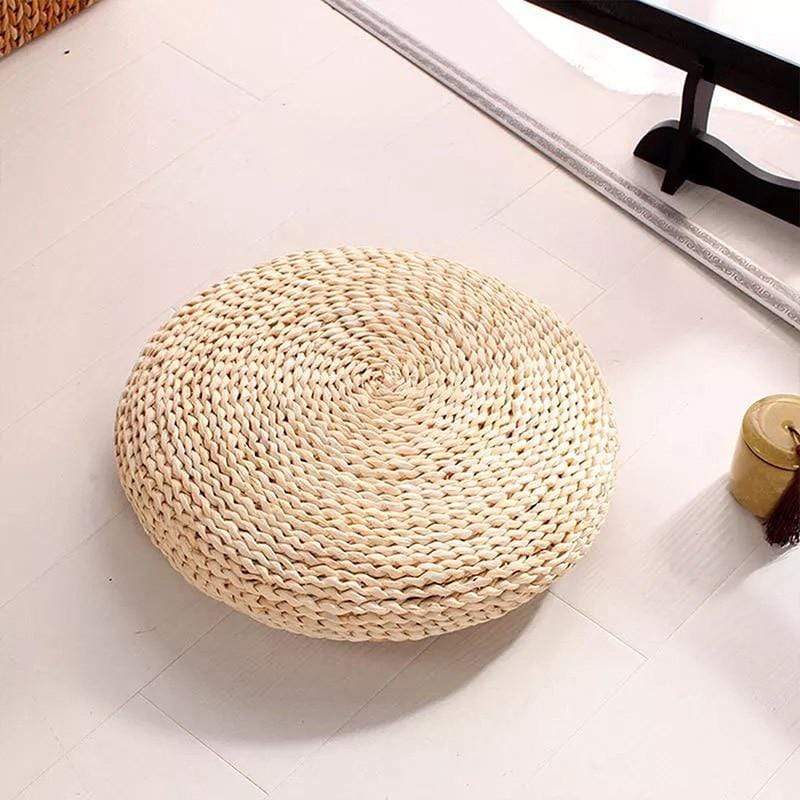 Natural tatami straw floor cushion bowlift