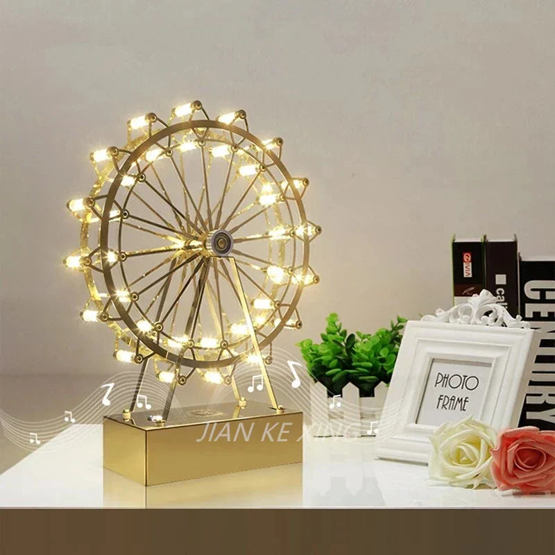 LED Ferris Wheel Desk Lamp, Decorative Lighting with Music Function, Retro Desk Light for Home | Bowlift