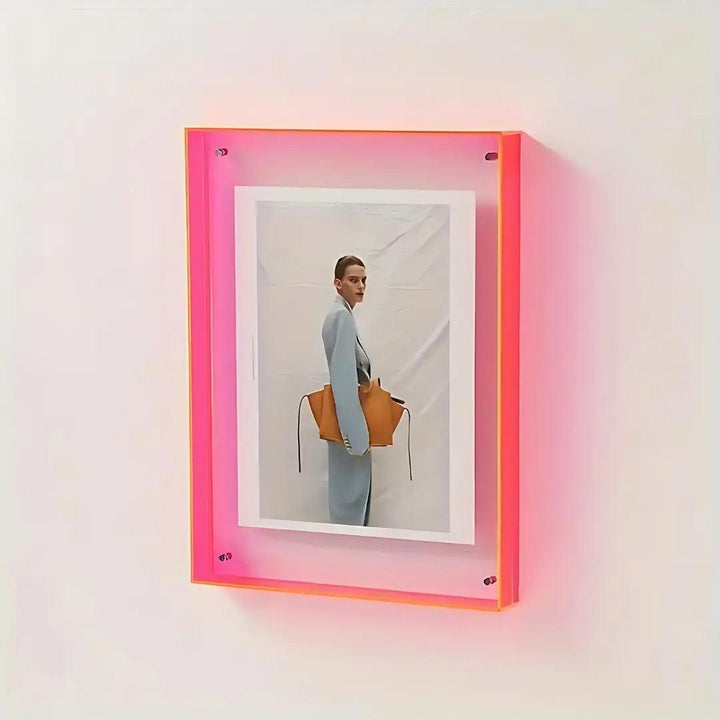 BowLift | Neon Transparent Photo Frame – Minimalist Acrylic Picture Frame for Modern Decor