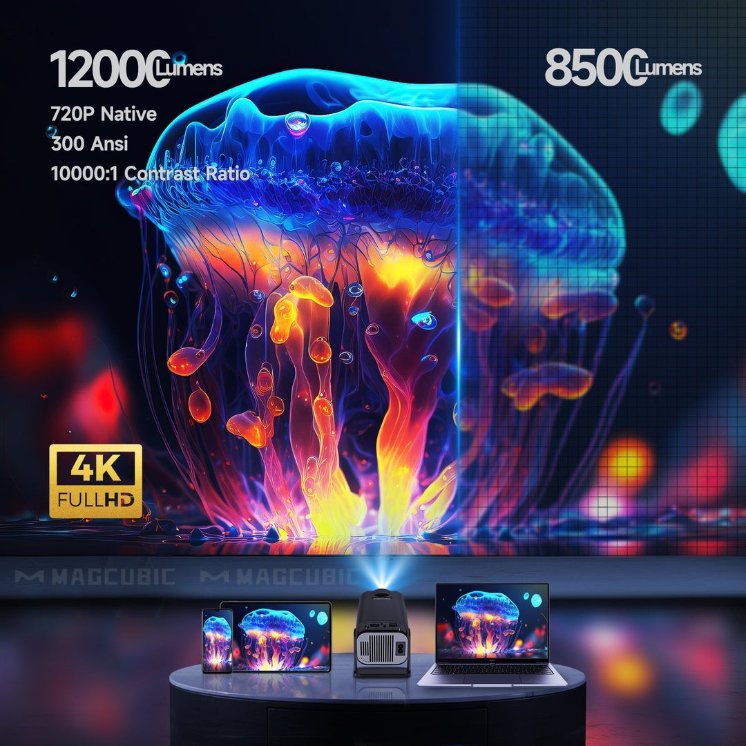 BowLift | CineBeam 4K Mini Projector – Portable Home Cinema with 180° Rotation