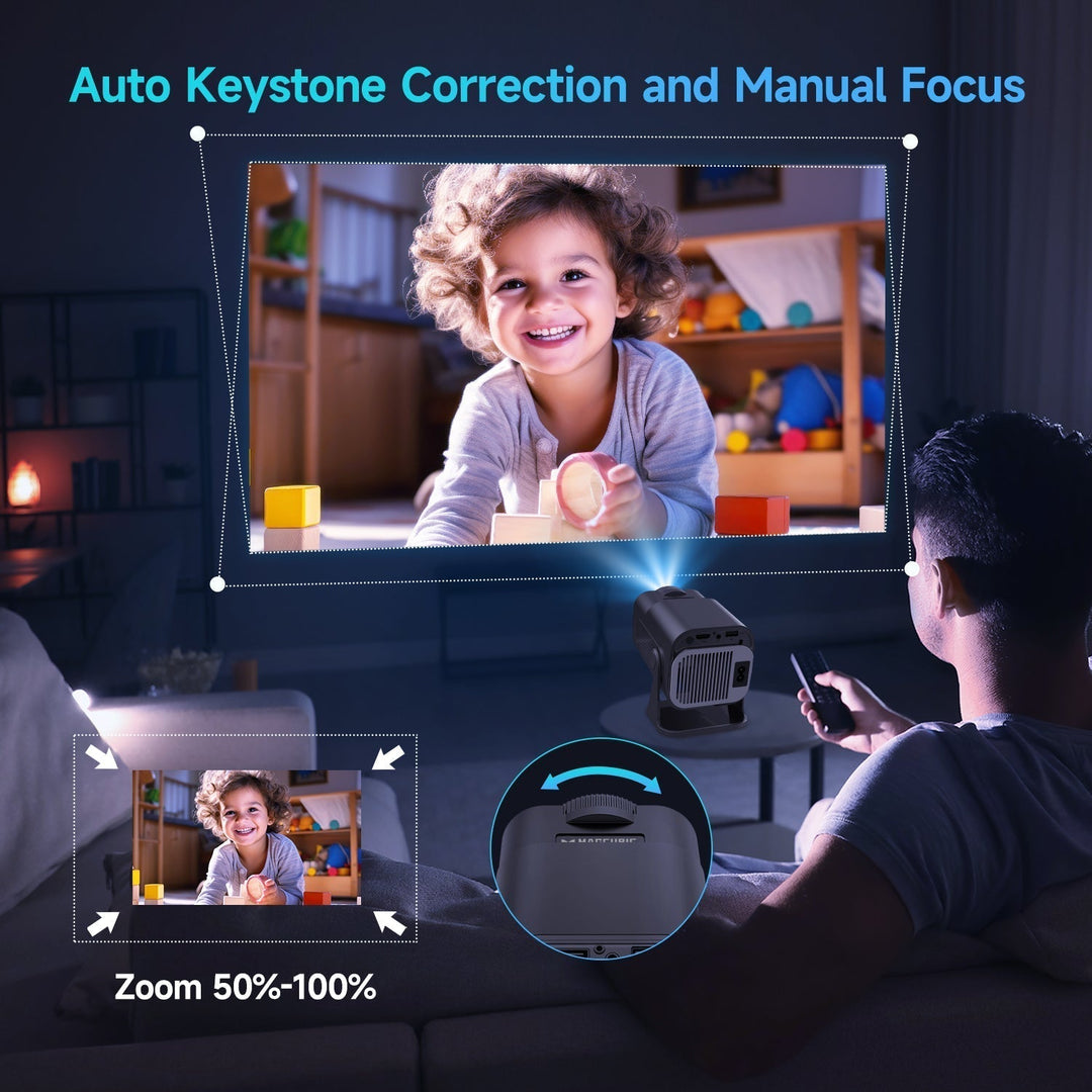 BowLift | CineBeam 4K Mini Projector – Portable Home Cinema with 180° Rotation