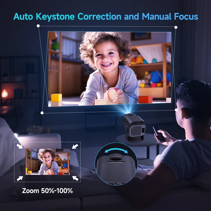 BowLift | CineBeam 4K Mini Projector – Portable Home Cinema with 180° Rotation