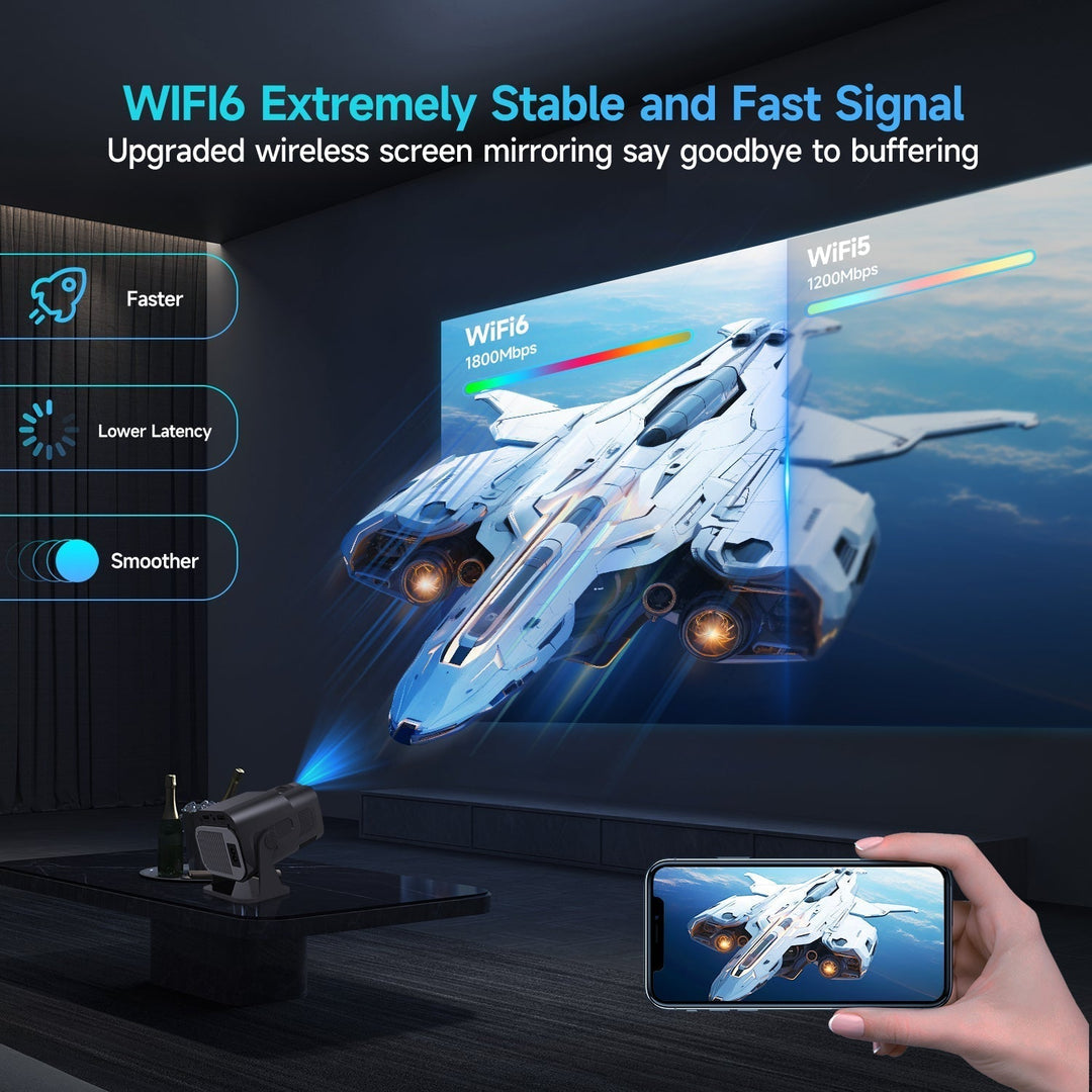 BowLift | CineBeam 4K Mini Projector – Portable Home Cinema with 180° Rotation