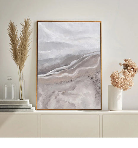 Neutral Shades Pink Abstract Ocean Shoreline Wall Art Fine Art Canvas Prints Minimalist Pictures For Living Room Bedroom Art Decor | Bowlift