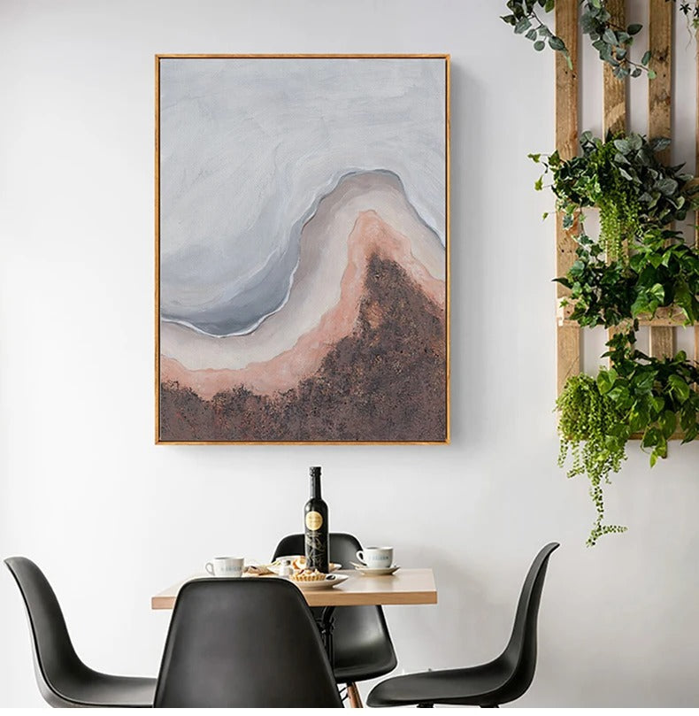 Neutral Shades Pink Abstract Ocean Shoreline Wall Art Fine Art Canvas Prints Minimalist Pictures For Living Room Bedroom Art Decor | Bowlift