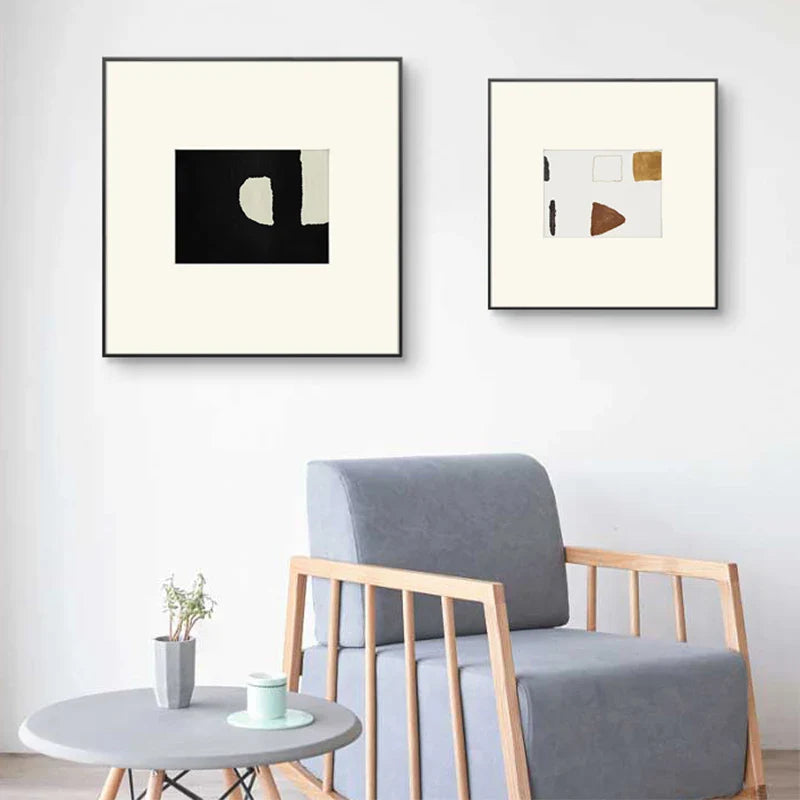 Neutral Tones Minimalist Abstract Nordic Wall Art Fine Art Canvas Prints Square Format Pictures For Living Room Bedroom Art For Contemporary Interiors | Bowlift