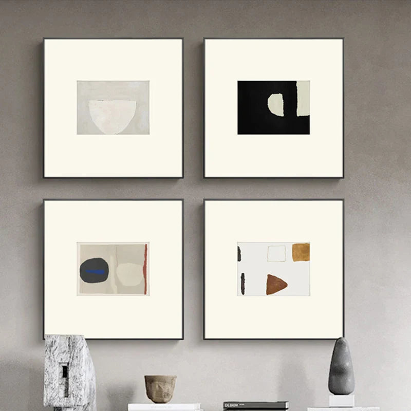 Neutral Tones Minimalist Abstract Nordic Wall Art Fine Art Canvas Prints Square Format Pictures For Living Room Bedroom Art For Contemporary Interiors | Bowlift