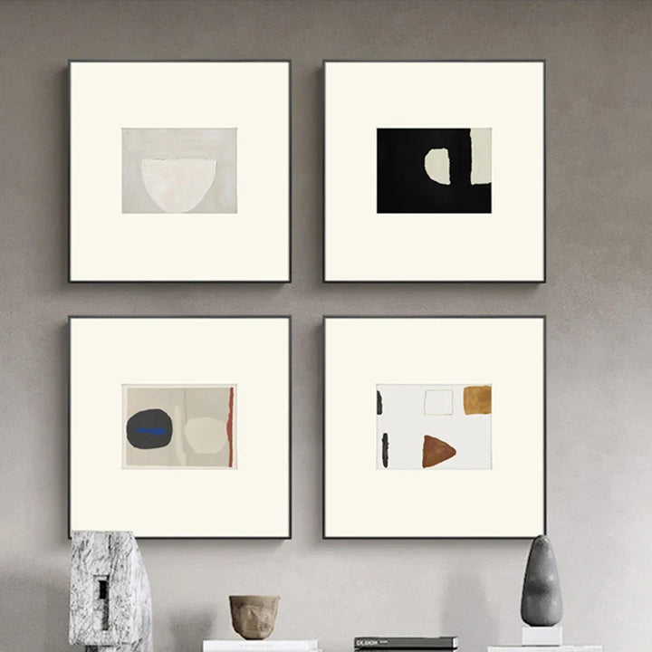 Neutral Tones Minimalist Abstract Nordic Wall Art Fine Art Canvas Prints Square Format Pictures For Living Room Bedroom Art For Contemporary Interiors | Bowlift