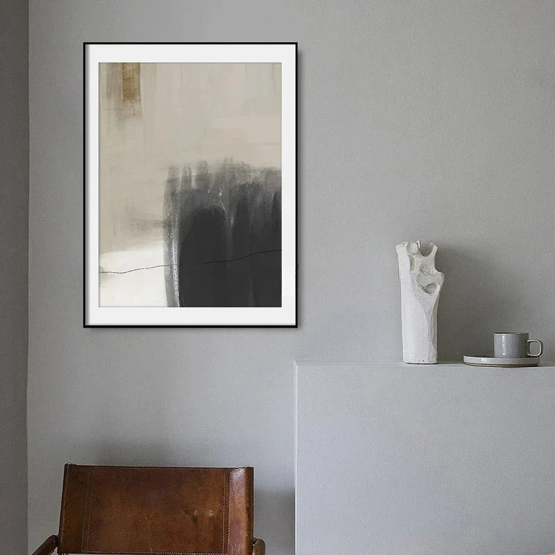 Beige Gray Black Scandinavian Abstract Wall Art Fine Art Canvas Prints Beige Grey Pictures For Minimalist Living Room Art For Contemporary Interiors | Bowlift