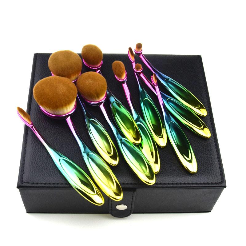 Rainbow Makeup Brushes - 10 Piece Set | Bowlift