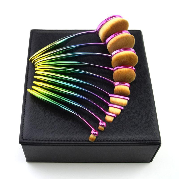 Rainbow Makeup Brushes - 10 Piece Set | Bowlift