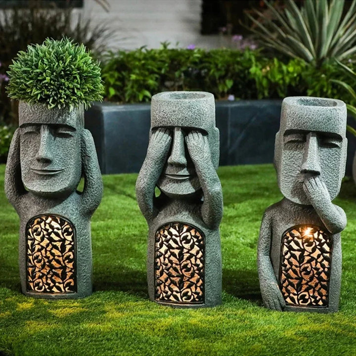 BowLift | Easter Island Flower Pot Statue with LED Light - MoaiGlow