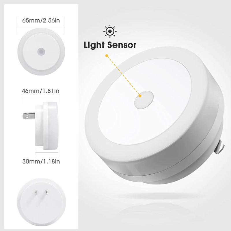 BowLift | Night lights plug into the wall [4Pack], night light with light sensors, LED night light for the children's room, baby night light, bathroom night light, stair lights, hallway light