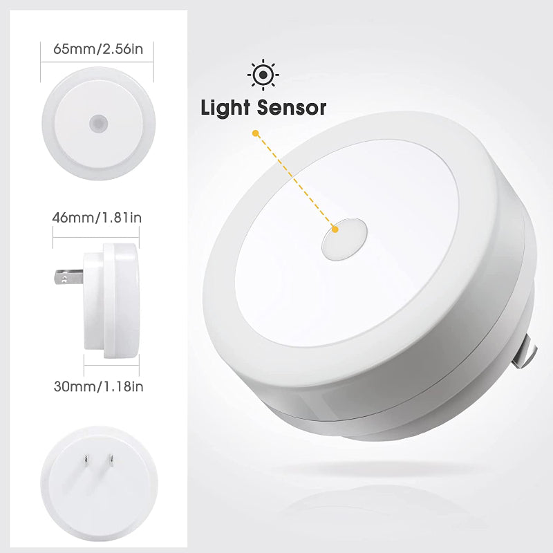 BowLift | Night lights plug into the wall [4Pack], night light with light sensors, LED night light for the children's room, baby night light, bathroom night light, stair lights, hallway light