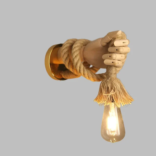 Creative wall lamp in rope design with handle – Rustic LED lamp for living room & hallway | Bowlift