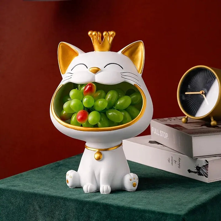 Laughing Lucky Cat Decoration, Bowl for Sweets and Jewelry, Modern Design | Bowlift